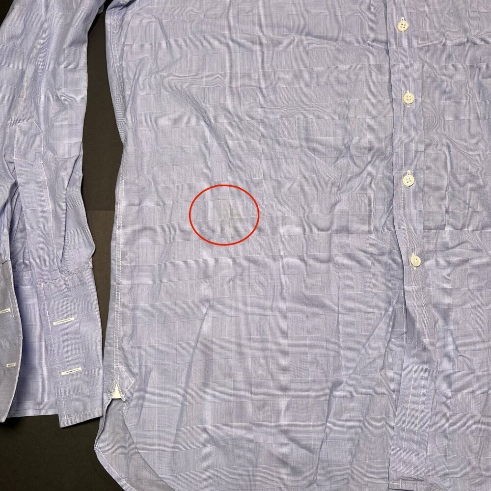 Turnbull & Asser Size 17-43 Button Down Long Sleeve Dress Shirt Blue Checkered - Picture 5 of 7
